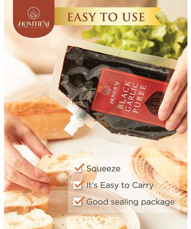 Homtiem Black Garlic Puree 5.29 Oz - 100% Solo Black Garlic, High in Antioxidants, Ready-to-Eat Snack, Healthy Superfood - Buy Online on GoSupps.com