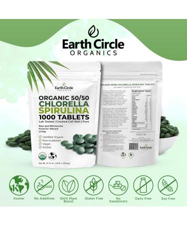 Premium Organic Chlorella / Spirulina Tablets 1000 Count (50/50) | Vegan Kosher Green Algae Superfood | Cracked Cell Wall for Maximum Absorption | High in Protein Iron Chlorophyll - Pack of 1 1000 Count (Pack of 1) - Buy Online on GoSupps.com
