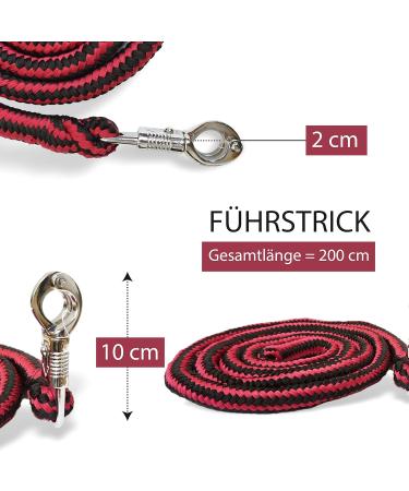 Shop Stylish Leading Knit with Panic Hooks for Horses - Leashes & Tie Ropes for Pony Donkey Goat (Red/Black) - Buy Online on GoSupps.com