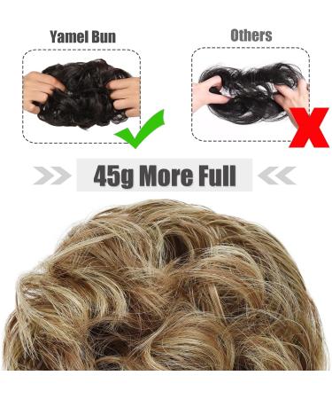 Yamel Messy Bun Hair Extension - Light Brown/Ash Blonde Curly Updo Scrunchie - Buy Online on GoSupps.com