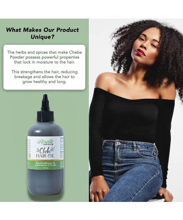 Roselle Naturals Chebe Hair Oil with Authentic Chad Chebe Powder - 8oz | African Hair Growth Oil for Itchy Scalp Relief and Breakage Prevention - Buy Online on GoSupps.com