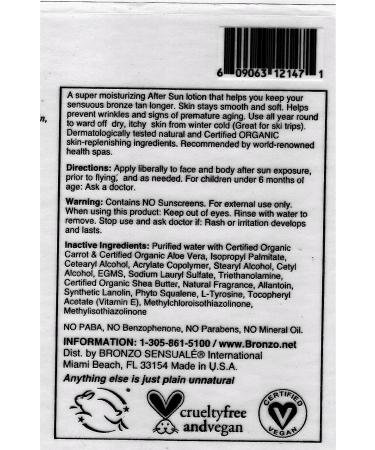 Bronzo Sensuale Organic Carrot After Sun & Tan Extender Lotion 8.5 oz - Buy Online on GoSupps.com