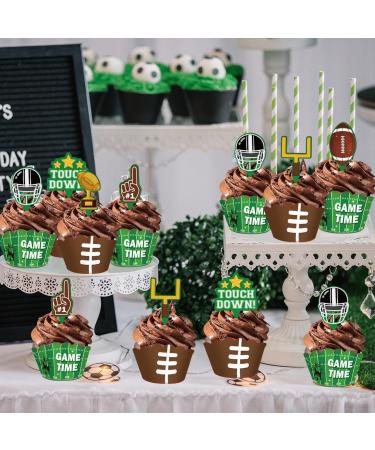 24 Football Cupcake Toppers and Wrappers for Birthday or Baby Shower Party Cupcake Wrappers and Treat Picks Kit - Buy Online on GoSupps.com