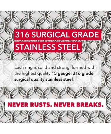 Knapp Made Combo Chainmail Cast Iron Scrubber with Silicone Core - Premium Cleaner for Cookware Skillets Woks - Heavy Duty Rings - Ice Blue - Buy Online on GoSupps.com