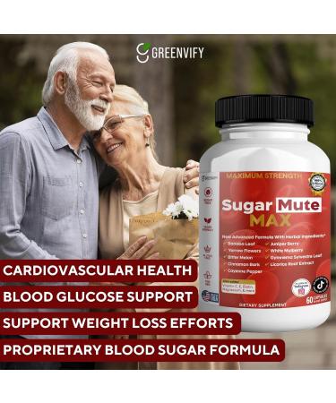 GREENVIFY Sugar Mute Max Blood Sugar Support 60 Veggie Capsules with Banaba Leaf Juniper Berry Vitamins & Herbs (3) - Buy Online on GoSupps.com