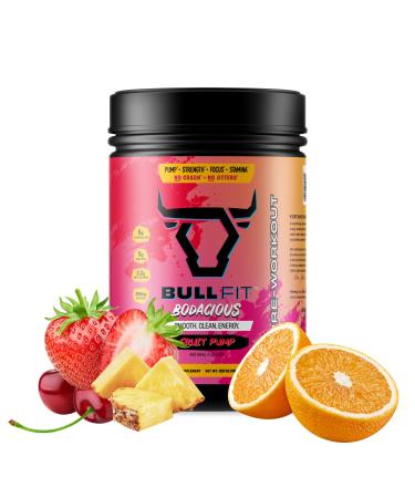 BULLFIT Pre Workout Powder Support for Men & Women L Citrulline Creatine Beta Alanine & Electrolytes Powdered Drink Mix with No Sucralose & Zero Sugar 20 Srvgs (20 SRV Fruit Punch) Fruit Punch 13 Ounce (Pack of 1)