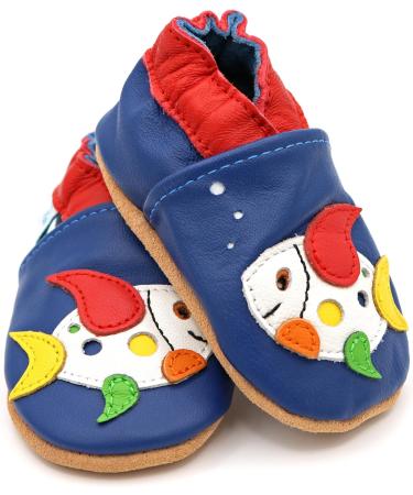 Dotty Fish Soft Leather Baby Shoes for Boys | Non Slip Toddler Shoes with Animal Designs | 3-4 Years | Multicoloured Fish - Buy Online on GoSupps.com