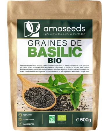 Organic Basil Seeds 500G | French Exclusive | Satiety Digestion Detox Skin | Similar to Chia Seeds | Qual