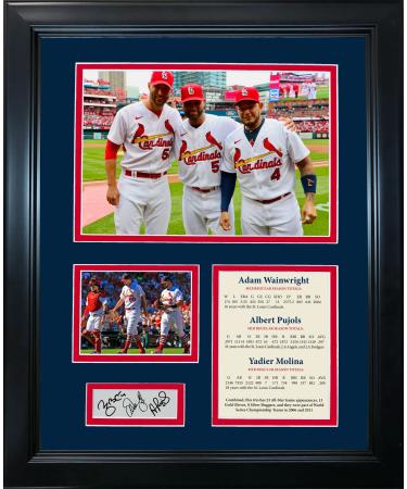 Framed Albert Pujols Yadier Molina & Adam Wainwright St. Louis Cardinals Big 3 Faksimile Lasergravur Signature Auto Baseball 27.9 x 35.6 cm Photo Sig Collage
