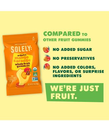 SOLELY Organic Mango Orange Fruit Gummies 3.5 oz | Vegan & Natural | Pack of 5 - Buy Online on GoSupps.com