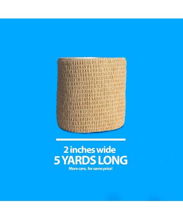 Self Adhesive Bandage Wrap - Non-Woven Breathable & Water-Resistant Vet Wrap for First Aid - Tan - 6 Rolls 2 x 5 Yards - Shop Internationally Now - Buy Online on GoSupps.com