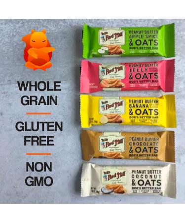 Peaceful Squirrel Variety  Bob's Red Mill Peanut Butter Oat Bars  Variety of 10 Bars  5 Flavors  Gluten Free  Non-GMO  1.76 Ounce - Buy Online on GoSupps.com