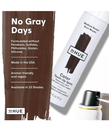 dpHUE Color Touch-Up Spray - Medium Brown 2.5 oz - Root Cover Up with Dual-Action Nozzle - Vegan & Gluten-Free - 2.5 Fl Oz - Buy Online on GoSupps.com