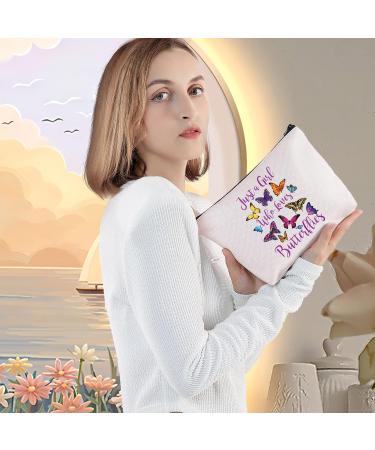 Levlo Funny Butterfly Cosmetic Bag | Perfect Gift for Animal Lovers & Butterfly Enthusiasts | Cute Makeup Bag for Girls - Buy Online on GoSupps.com