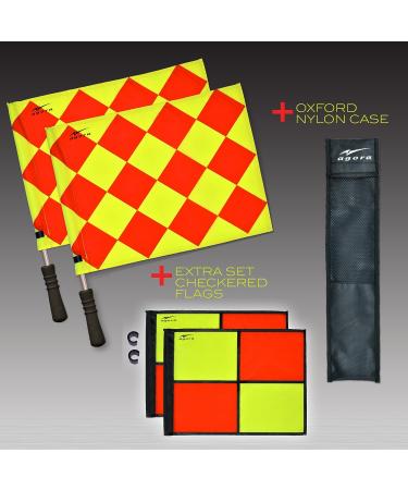 AGORA Pro Line Duo Premium Rotating Soccer Referee Flags with Case - Red/Yellow - Buy Online on GoSupps.com