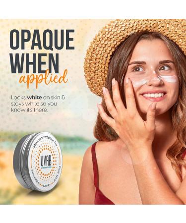 2X UVAB Zinc Face Sunblock Opaque white 15ml travel size jar for sun protection in extreme conditions Perfect for skiing climbing beach and leisure activities Zinc Oxide Face Sunblock 30 g Pack of 1 - Buy Online on GoSupps.com