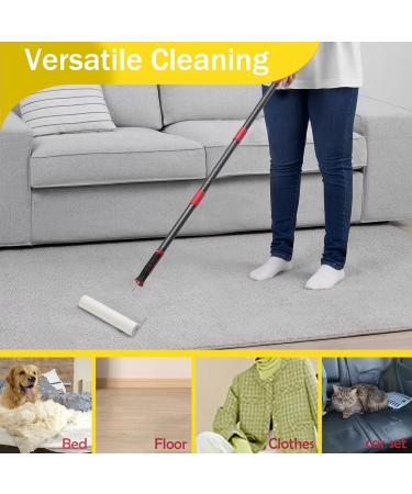 Long Lint Roller for Floor & Carpet - 9.5 Extra Sticky Pet Hair Remover with 4 Refills - Giant Lint Roller for Couch Sofa & Car Cleaning - Buy Online on GoSupps.com