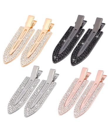 Magicsky 8PCS No Crease Hair Clips  Rhinestone No Bend Flat Styling Clip  Bling Diamond Metal Curl Pins Bang Creaseless Duckbill Barrettes for Makeup  Hairstyle Tool for Women Girls Silver Gold Black - Buy Online on GoSupps.com