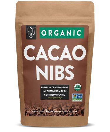 Organic Cacao Nibs | Premium Criollo Beans from Peru | 8oz Resealable Bag Cacao Nibs 8 Ounce (Pack of 1)