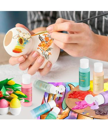 Caliart Pastel Acrylic Paint Set with 12 Brushes - 24 Colors (59ml/2oz) for Artists, Students, Kids - Halloween Painting Supplies Kit - Buy Online on GoSupps.com