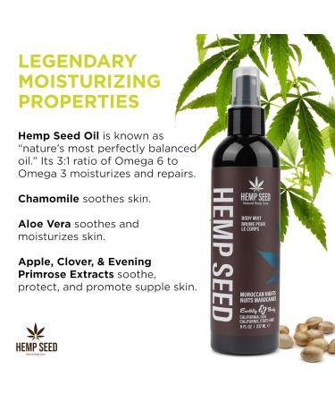 Hemp Seed Body Mist - 8 fl oz - Moisturizes Invigorates & Protects Skin - With Hemp Seed Oil Chamomile & Aloe Vera - Vegan Cruelty Free Moroccan Nights - Buy Online on GoSupps.com