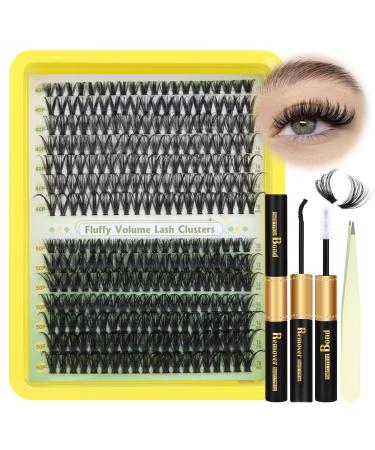 DIY Lash Extension Kit Cluster Lashes Kit Wispy Natural Look Cluster Eyelashes Extension Volume Individual Lashes D Curl Lash Bond and Remover Faux Mink Lashes by Newcally(40D 50D) Kit-B-40D+50D