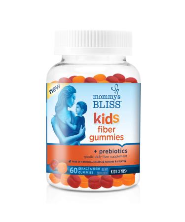 Mommy's Bliss Kids Fiber Gummies + Prebiotics Kids 3 Years+ Orange and Berry  60 Gummies