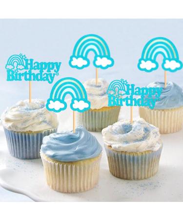 Ercadio 24 Pack Boho Rainbow Happy Birthday Cupcake Toppers Blue Boho Rainbow Cupcake Picks Boho Cake Toppers for Boho Rainbow Theme Birthday Baby Shower Party Decor Supplies A-hp Blue - Buy Online on GoSupps.com