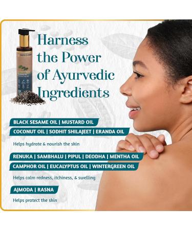 Black Sesame Seed Oil - Cold-Pressed Body Massage Oil with Wintergreen & Eucalyptus - Ayurvedic Herbal Therapy 6.76 oz - Buy Online on GoSupps.com