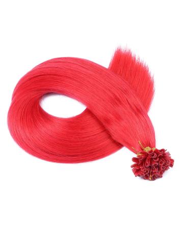 Keratin bonding - # red - 60cm - 25 strands - 1g - 100% real hair hair extension U -tip extensions very high quality by Novon hair extent