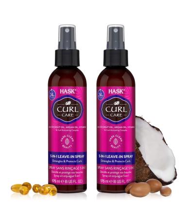 HASK CURL CARE 5-IN-1 Leave-In Spray Conditioner 2 Piece Bundle- vegan formula  cruelty free  color safe  gluten-free  sulfate-free  paraben-free