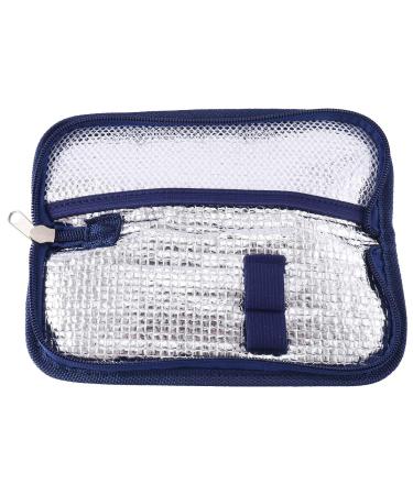 Xeodaun Portable Insulin Cooler Bag Diabetic Insulin Travel Case Cooler Pill Box Aluminum Foil Ice Bag (Navy Blue)