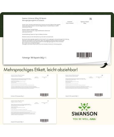 Swanson Echinacea 400mg - High Dosage 100 Capsules Soy-Free Gluten-Free Non-GMO - Lab Tested Herbal Supplement - Buy Online on GoSupps.com