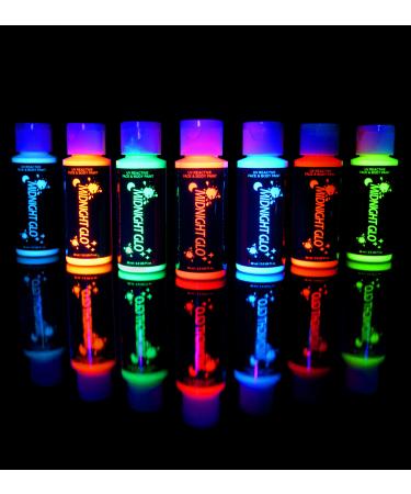 Midnight Glo Black Light Face and Body Paint (Set of 8 Bottles 0.75 oz.  Each) - Neon Fluorescent Paint Safe On Skin, Washable, Non-Toxic 0.75 Fl Oz  (Pack of 8)