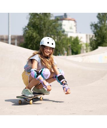 SkateWiz Kids Skateboard Protective Gear Set - Smash Roller Skating Pads 6pc - Elbow & Knee Pads with Wrist Guards L/XL Blue Purple - Buy Online on GoSupps.com