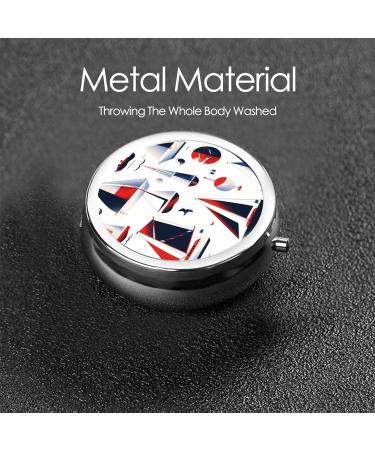 Cute Sailboat Graphics Portable Metal Pill Box | 3-Compartment Travel Pill Organizer with Hinged Design - Buy Online on GoSupps.com
