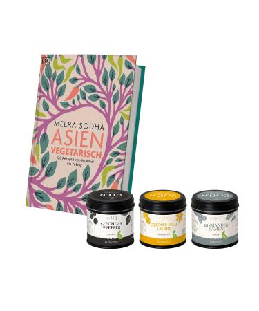 Rimoco gift set "Asia vegetarian" set content: cookbook Szechuanpfeffer 40g green Thai curry 60g coriander seeds 40g set: "Asia vegetarian"