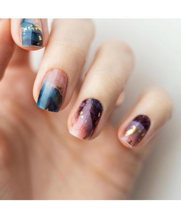 Avoa Beauty Nail Film - Romancing the Stone | Semi-Transparent Marble Nail Art Design | 20 Long-Lasting Self-Adhesive Wraps in Pink Blue Green Gold - Buy Online on GoSupps.com