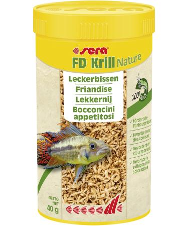Sera FD Krill Nature 250 ml - the treat for strong colors - fish feed for the aquarium with very high usability and therefore fewer algae 180 pieces (1 Pack) Krill 250 ml (1 Pack)