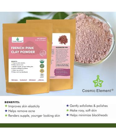 French Pink Clay Powder - Vegan Food Grade Healing Clay for Face Mask - Detox Skin Care - 4 oz - Buy Online on GoSupps.com