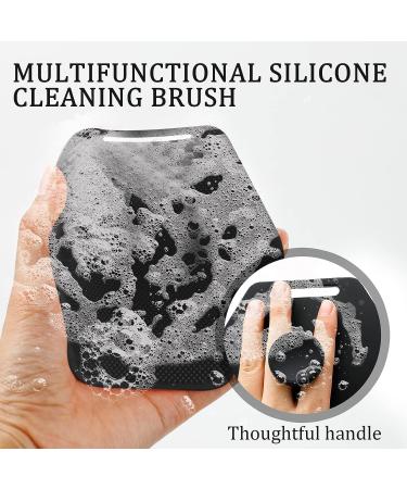Silicone Body Scrubber & Storage Hook - Handheld Shower Cleansing Brush for Gentle Exfoliating and Massage - Removes Dead Skin - Black - Buy Online on GoSupps.com