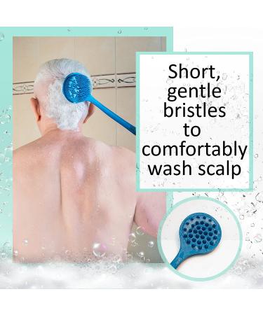 EOT Wellness Bendable Silicone Back & Scalp Scrubber - Long Handled Bath Shower Brush & Shampoo Massager (Blue Sapphire) - Buy Online on GoSupps.com