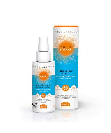 Helan Vogliadisole Four Respect - Sunscreen Spf 50 in Spray High Protection Sun Cream Against Erythema & Sunburn Sun Milk with Shea Butter & Vitamin E Prevents UVA & UVB Damage Made in Italy 100ml
