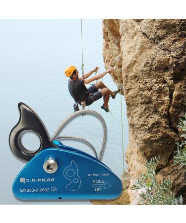 S.E.PEAK 15kN Rope Grab CE Certified Fall Arrestor Ascender | Self-Locking Belay Device for Rock Climbing & Tree Arborist | Blue, Fit for 11-13mm Rope - Buy Online on GoSupps.com