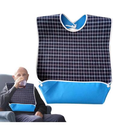 Dining Bibs for Adults Reusable Waterproof Feeding Bib with Crumb Catcher - Washable and Reusable Clothing Protectors for Adults Senior Citizens Tosier Blue - Buy Online on GoSupps.com
