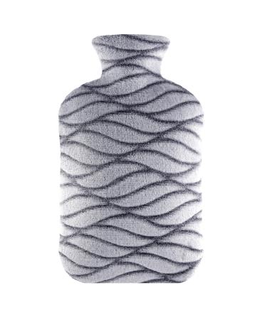 samply 2L Hot Water Bottle with Soft Cover - Hot Water Bag for Cosy Nights Pain Relief Back Neck and Shoulders Grey 2L Grey