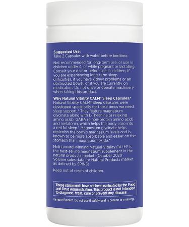 Natural Vitality Calm Sleep Capsules - Gluten Free, Non-GMO - 120 Capsules - Buy Online on GoSupps.com