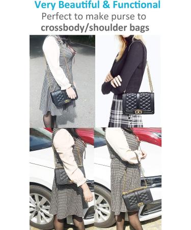 UTreers Crossbody Bag Chain Strap - 47.2 Gold & Black Leather Replacement Handbag Chain - Buy Online on GoSupps.com