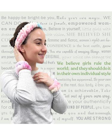 FROG SAC Teen Girls Spa Headband and Matching Wristbands - Soft Fuzzy Skincare Accessories for Face Washing, Makeup, Shower, and Sleepover Parties (Tie Dye) - Buy Online on GoSupps.com