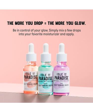 Isle of Paradise Self Tanning Face Drops Light (30 ml) - Vegan Natural Ingredients - Skin Care Tanning Drops - Light 30 ml - Buy Online on GoSupps.com